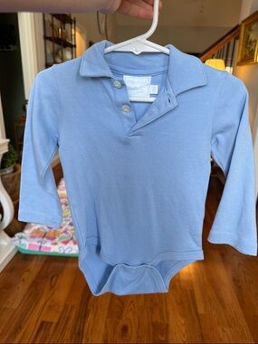 Little English Baby Blue Long-Sleeve Polo Bodysuit